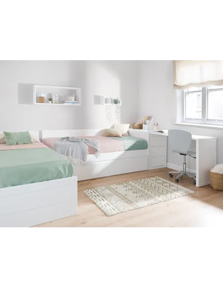 Cama nido en L con zona de estudio - Envío gratuito