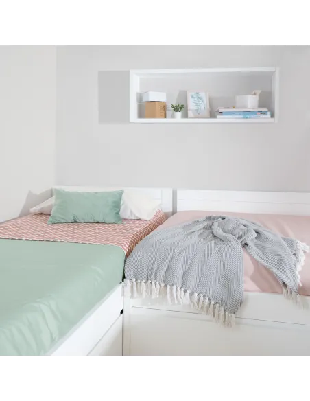 Cama nido en L con zona de estudio - Envío gratuito