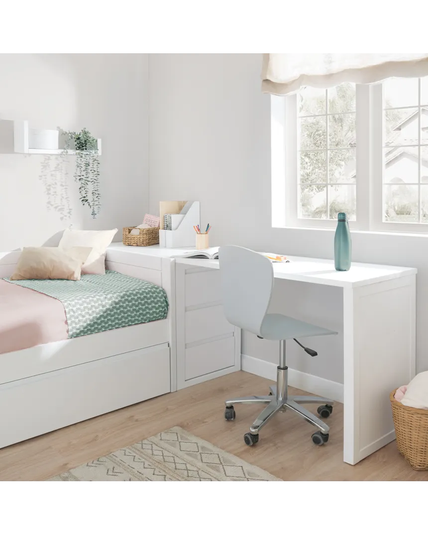 Cama nido en L con zona de estudio - Envío gratuito