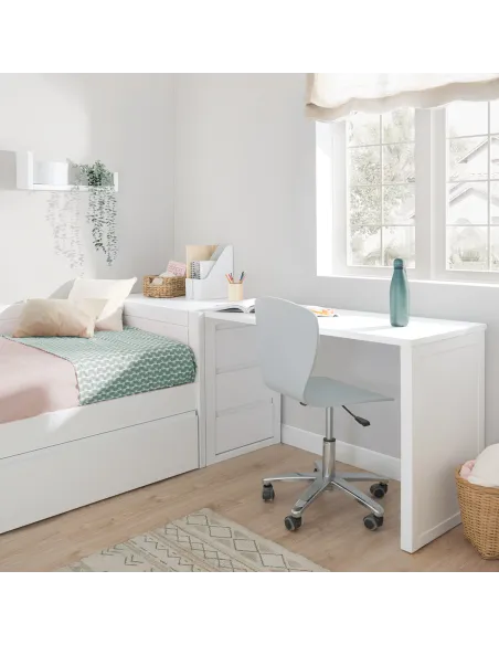 Cama nido en L con zona de estudio - Envío gratuito