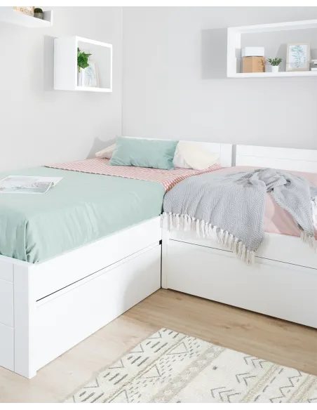 Cama nido en L con zona de estudio - Envío gratuito