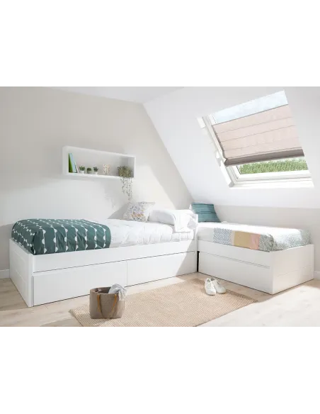 Cama en L Lineal con cajones - Habitaciones compartidas