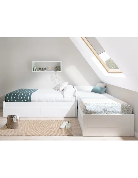 Cama en L Lineal con cajones - Habitaciones compartidas