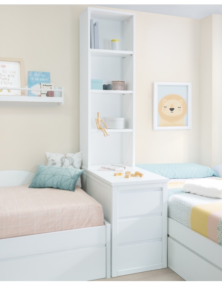 Dormitorio en L nubes con arcón y librería / Envío Gratuito