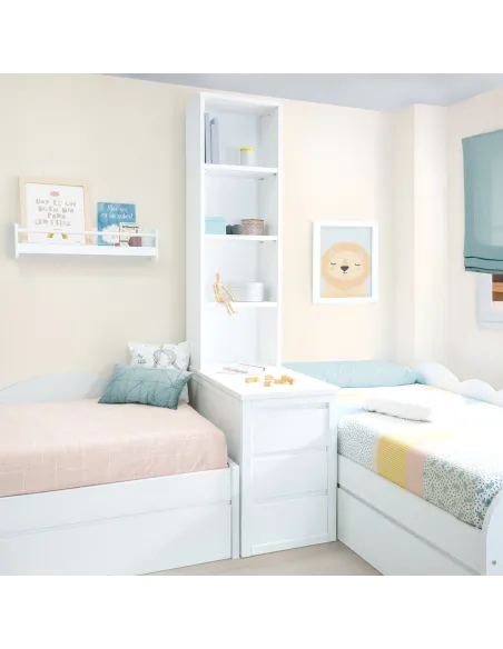 Dormitorio en L nubes con arcón y librería / Envío Gratuito