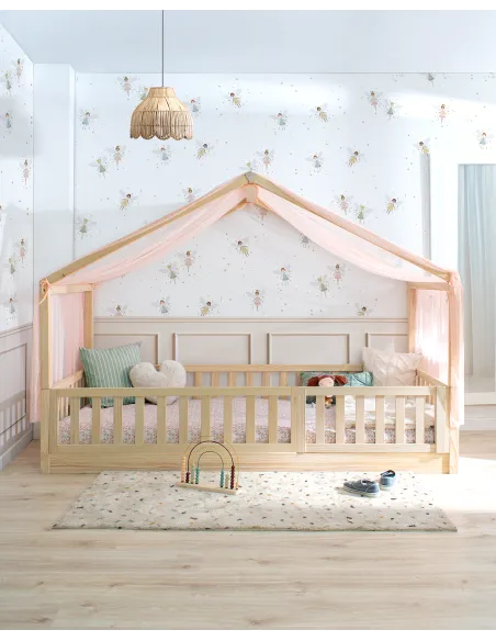 Dormitorio evolutivo completo | Cama Montessori cabaña y accesorios