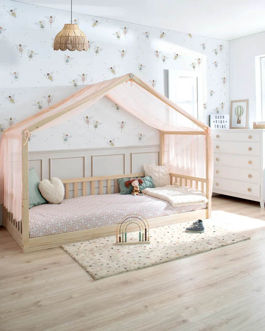 Dormitorio evolutivo completo | Cama Montessori cabaña y accesorios