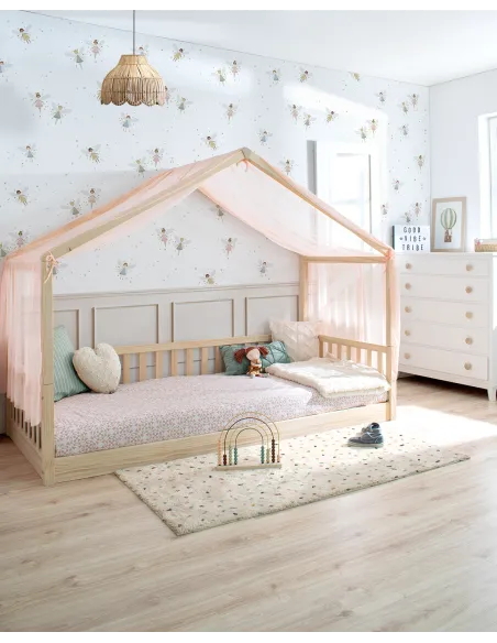 Dormitorio evolutivo completo | Cama Montessori cabaña y accesorios
