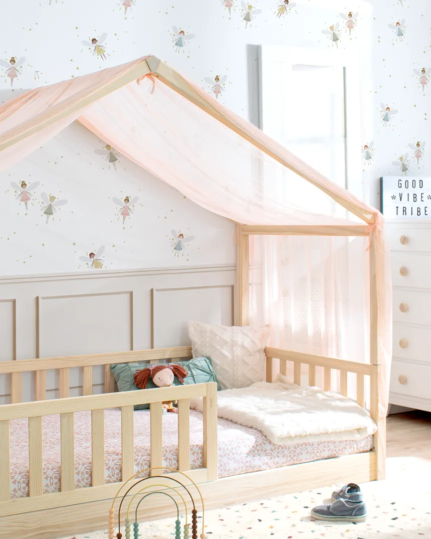 Dormitorio evolutivo completo | Cama Montessori cabaña y accesorios