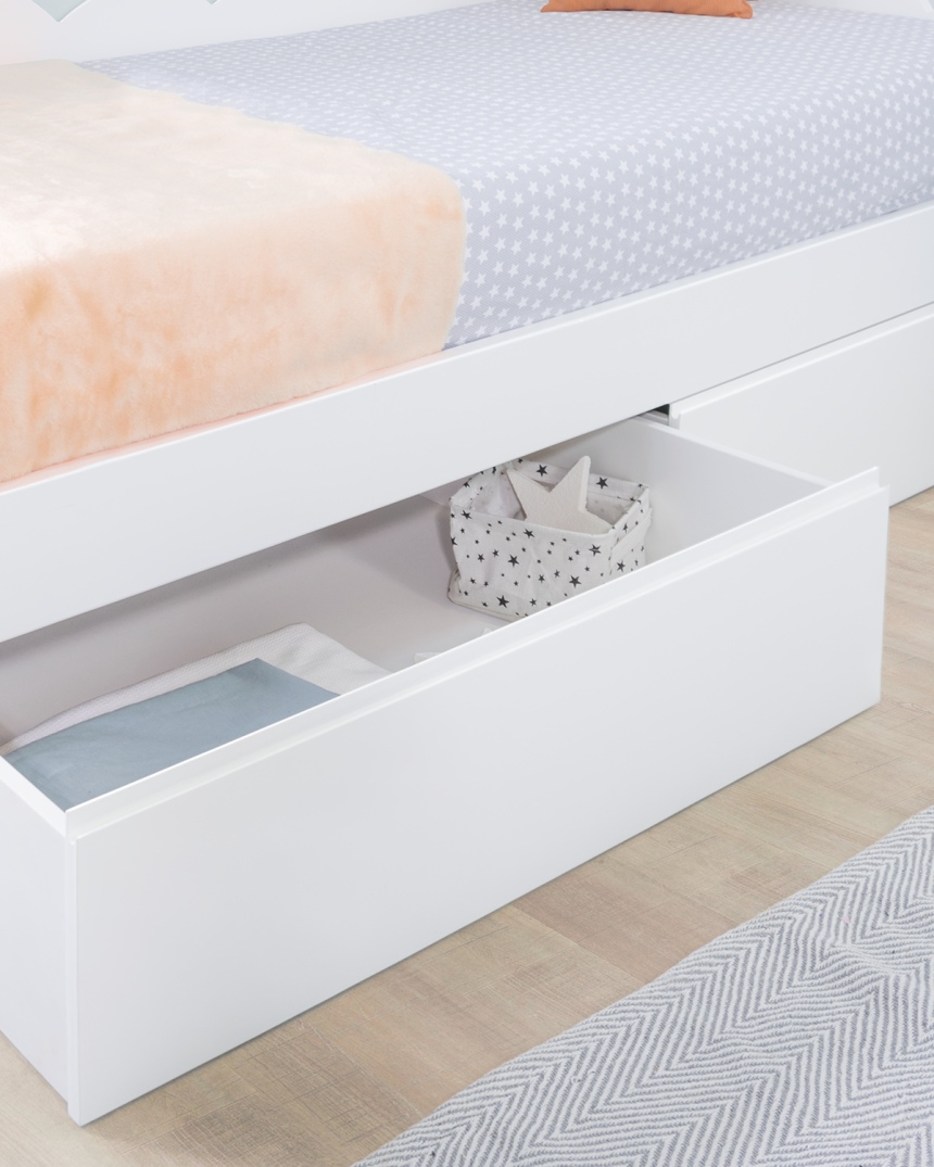 Dormitorio infantil Nube con almacenaje, arcón y librería