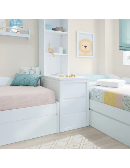 Dormitorio infantil Nube con almacenaje, arcón y librería