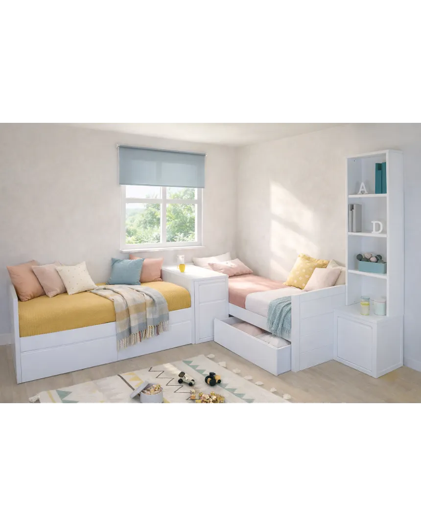 Dormitorio compartido cama nido en L | Envío Gratuito
