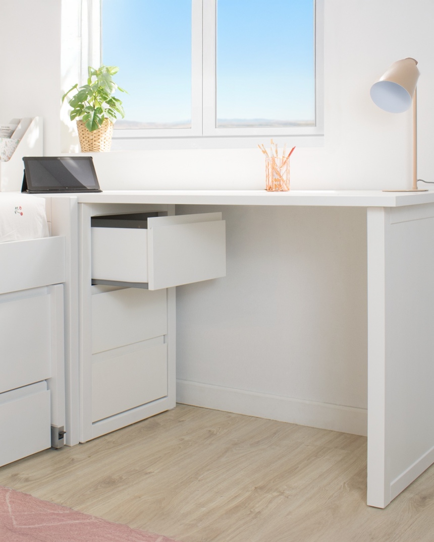 Cama nido Lineal con escritorio y librería / Envío Gratis