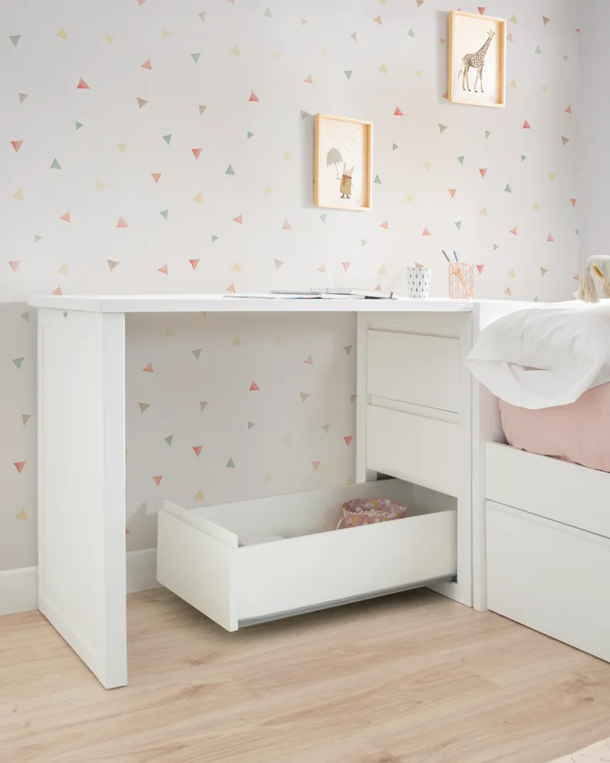 Cama nido Lineal con escritorio y librería / Envío Gratis