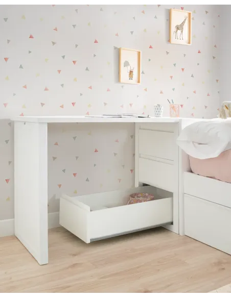Cama nido Lineal con escritorio y librería / Envío Gratis
