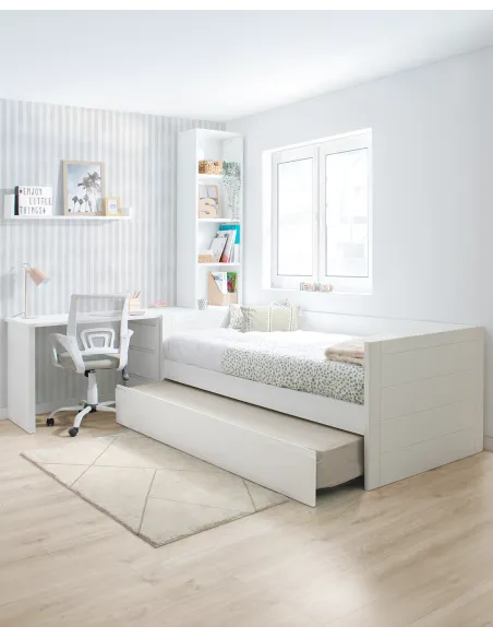 Cama nido Lineal con escritorio y librería / Envío Gratis
