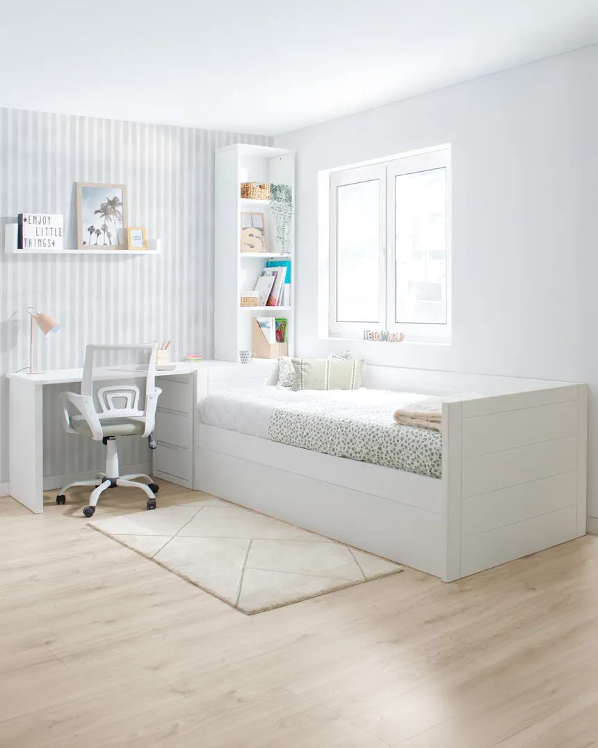 Cama nido Lineal con escritorio y librería / Envío Gratis 2