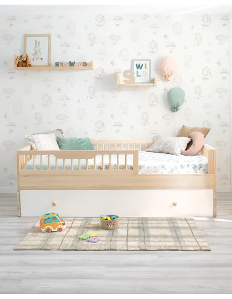 Dormitorio Montessori evolutivo con cama Sofía natural | Envío gratis