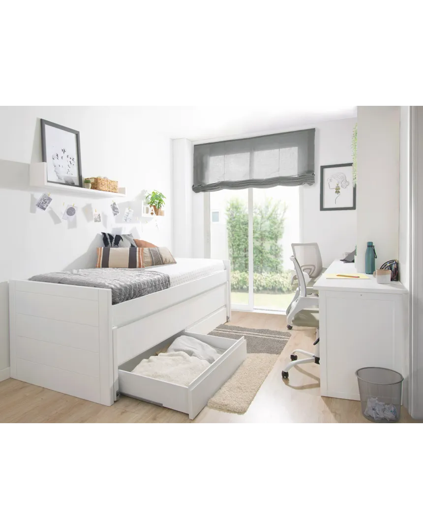 Habitación para hermanos con cama y zona de estudio doble / Promo