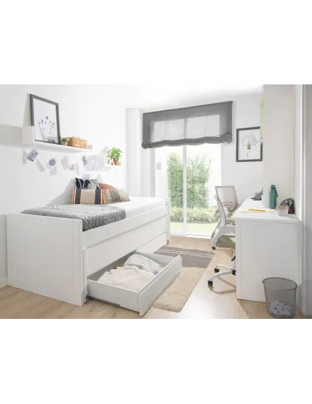 Habitación para hermanos con cama y zona de estudio doble / Promo