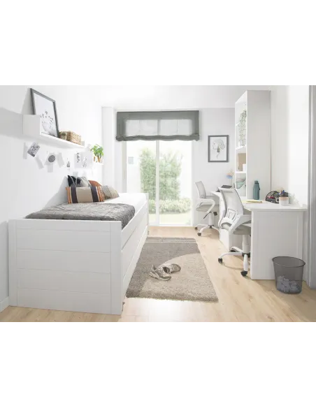 Habitación para hermanos con cama y zona de estudio doble / Promo
