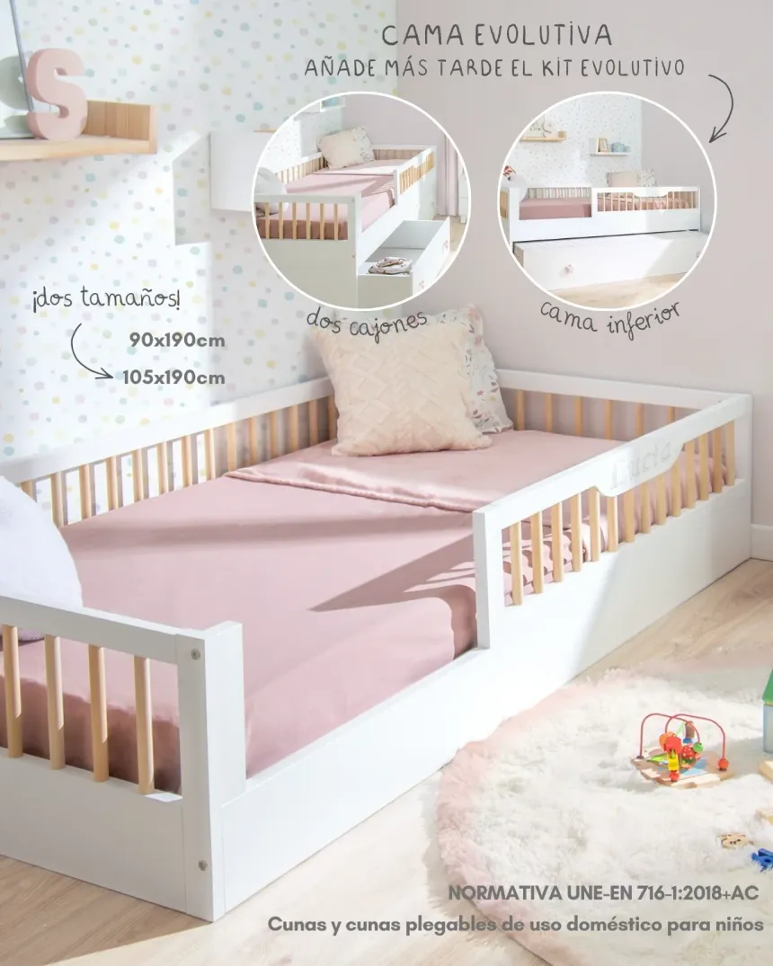 Cama montessori Evolutiva Blanca  | Entrega inmediata con envío Gratis 2