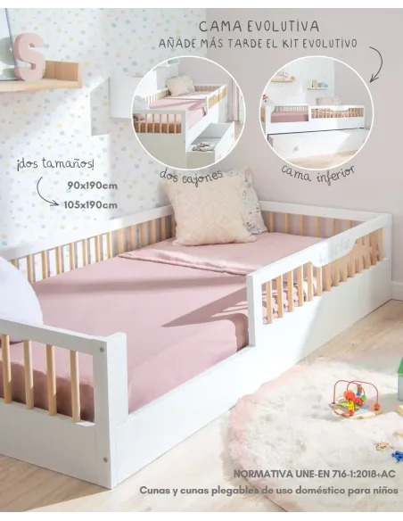Cama montessori Evolutiva Blanca  | Entrega inmediata con envío Gratis
