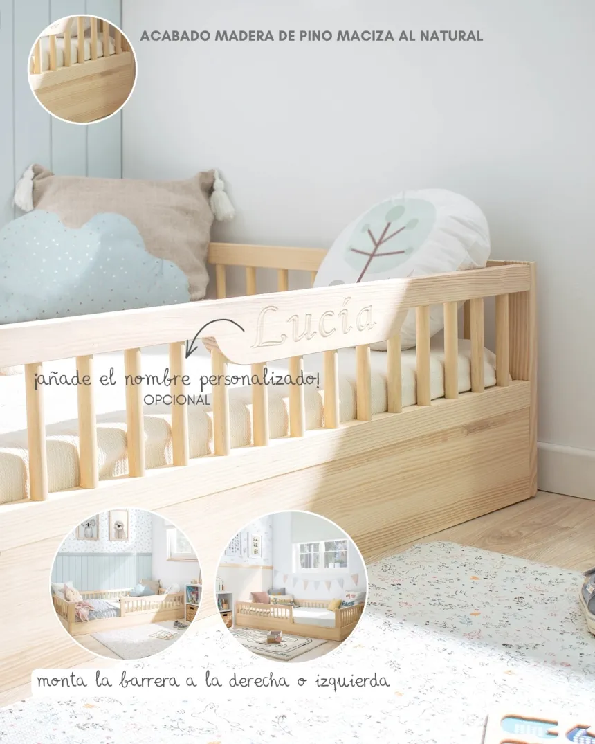 Cama montessori Sofía Evolutiva Natural | Método Montessori