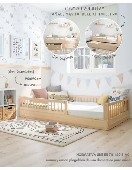 Cama montessori Sofía Evolutiva Natural | Método Montessori