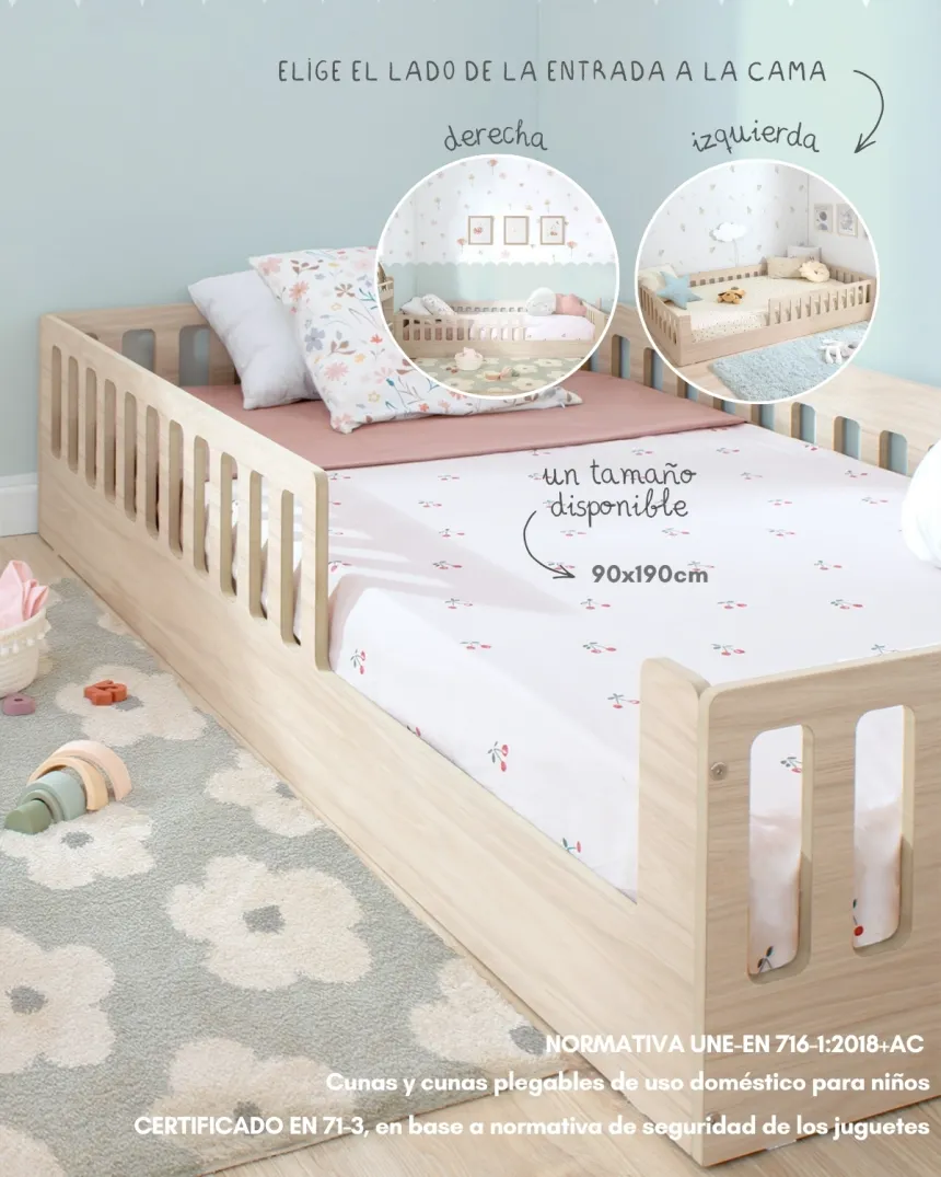 Cama Montessori Creta con barandilla Basic | Diseño y calidad Bainba