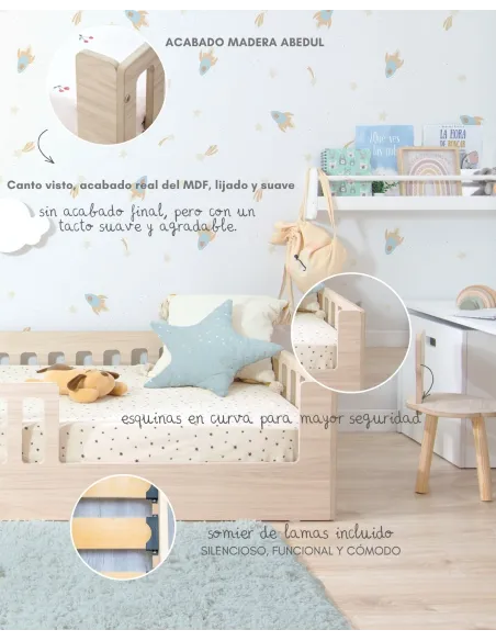 Cama Montessori Creta con barandilla Basic | Diseño y calidad Bainba