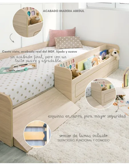 Cama Montessori con rampa y juguetero | Autonomía, orden y diseño