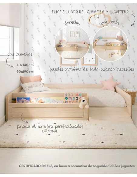 Cama Montessori con rampa y juguetero | Autonomía, orden y diseño
