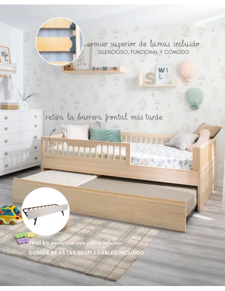 Cama Montessori Sofía natural + kit evolutivo