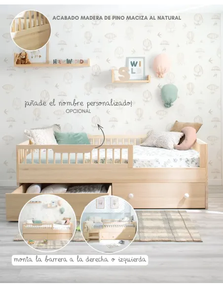 Cama Montessori Sofía natural + kit evolutivo
