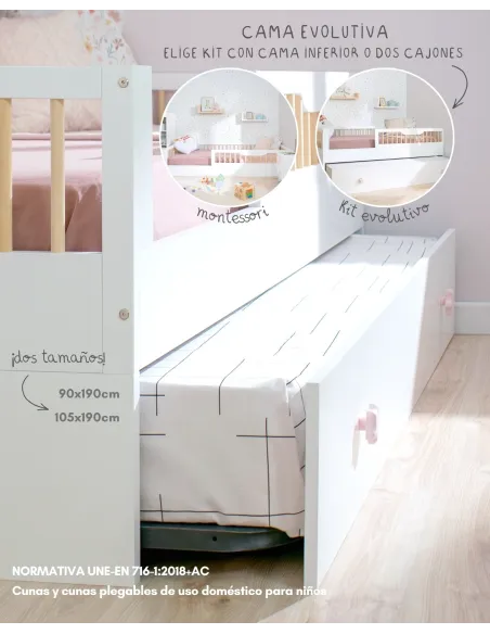 Cama Montessori Sofía con kit evolutivo | Pack completo