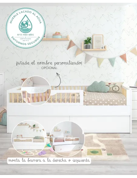 Cama Montessori Sofía con kit evolutivo | Pack completo