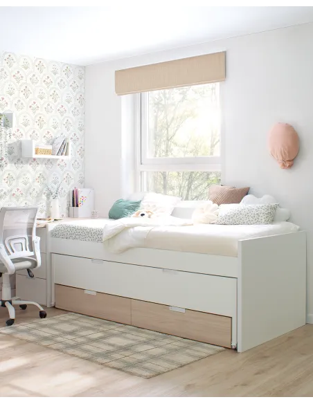 Cama compacta juvenil Forma en abedul | Entrega inmediata