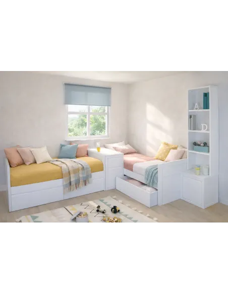 Dormitorio camas en L con cajones | Envío gratis