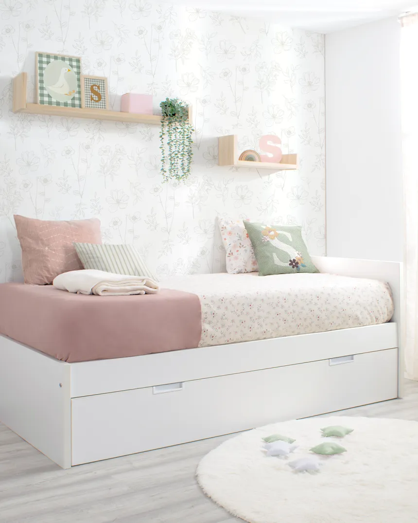 Cama blanca laminada 90 x 190 | Financia sin intereses