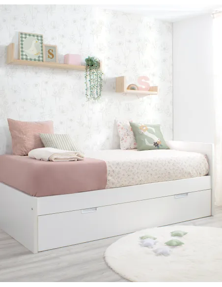 Cama blanca laminada 90 x 190 | Financia sin intereses