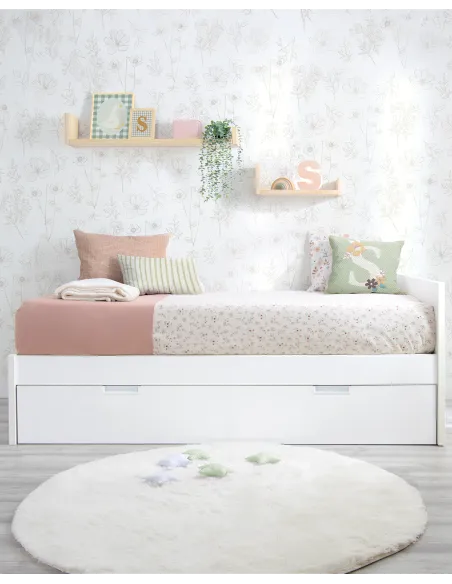 Cama blanca laminada 90 x 190 | Financia sin intereses