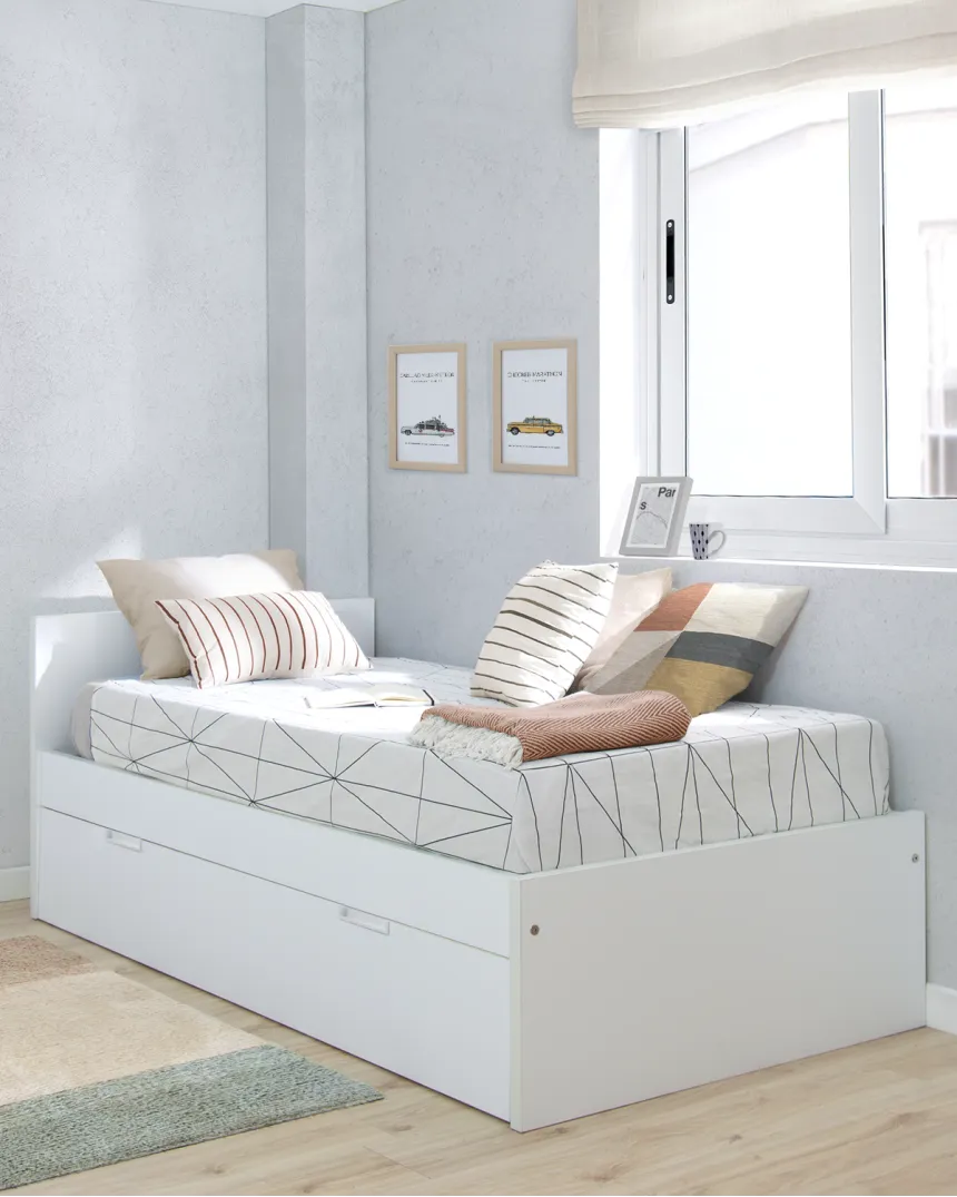 Cama blanca laminada 90 x 190 | Financia sin intereses