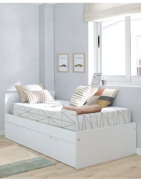 Cama blanca laminada 90 x 190 | Financia sin intereses