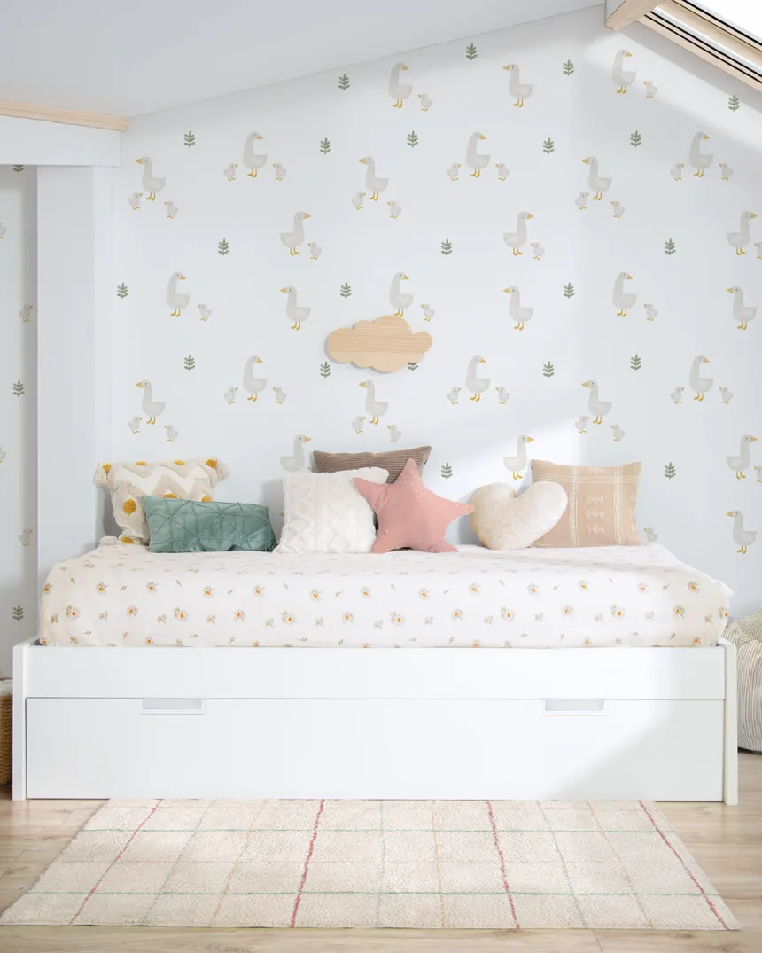 Cama nido blanca laminada piecero bajo 90 x 190 | Envío Gratis