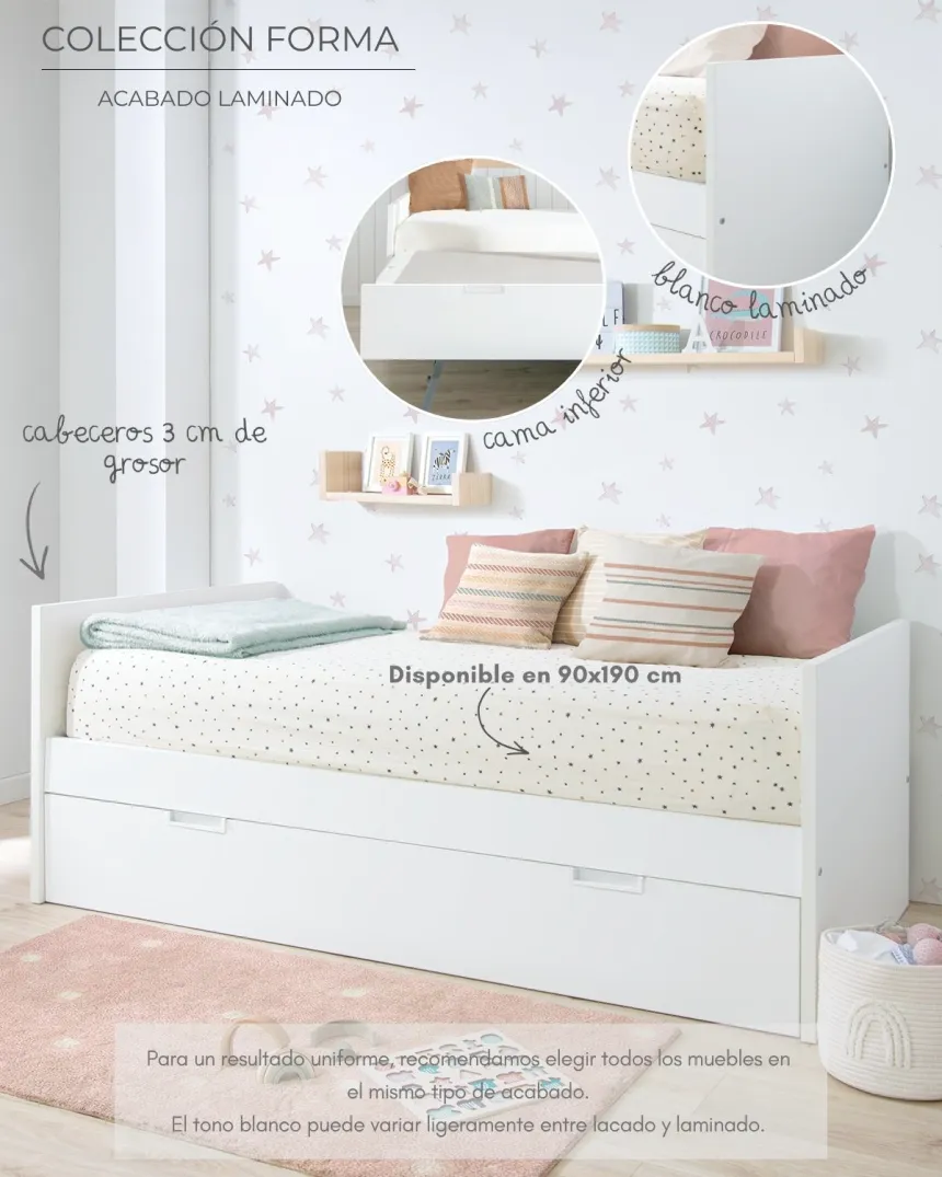 Cama nido blanca laminada 90 x 90 cm| Envío gratis e inmediato 2