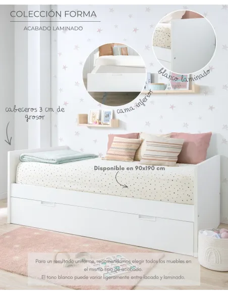 Cama nido blanca laminada 90 x 90 cm| Envío gratis e inmediato