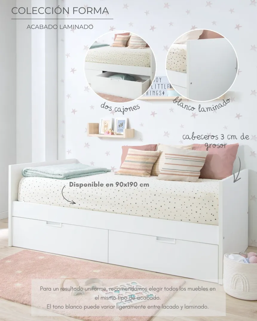 Cama con cajones blanca laminada| Envío gratis e inmediato 2