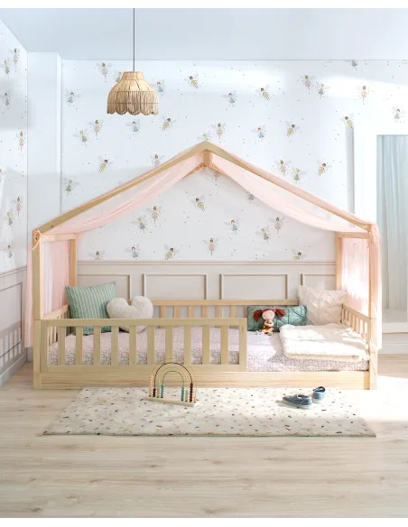 Cama Montessori cabaña con barrera | Novedades camas casita
