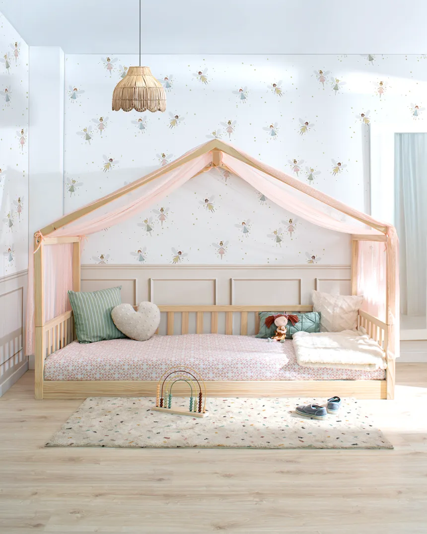 Cama Montessori cabaña con barrera | Novedades camas casita